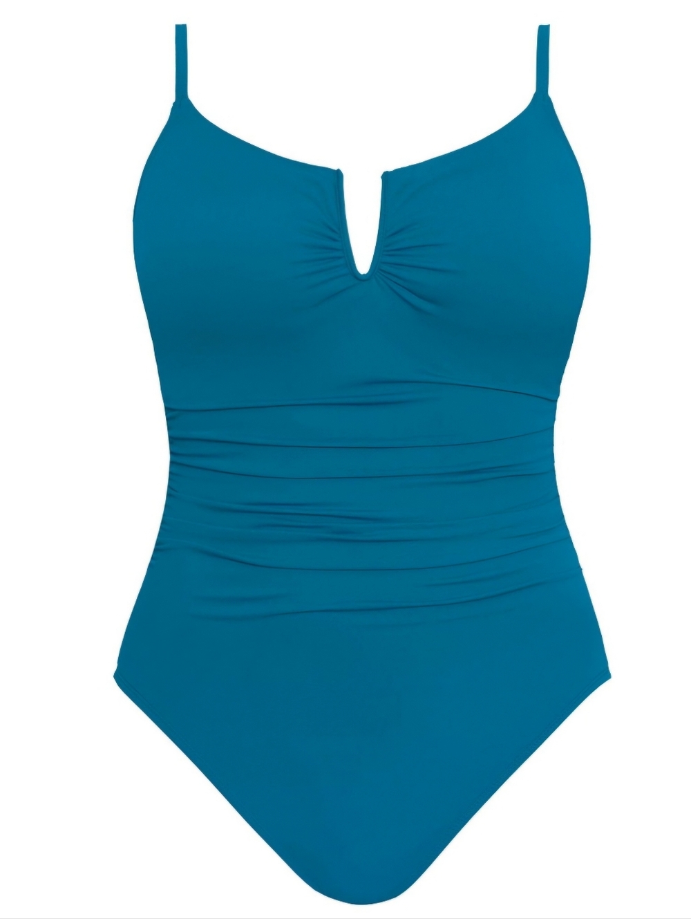 Deep Cobalt Blue One-Piece Swim Suit with V-Notch Front